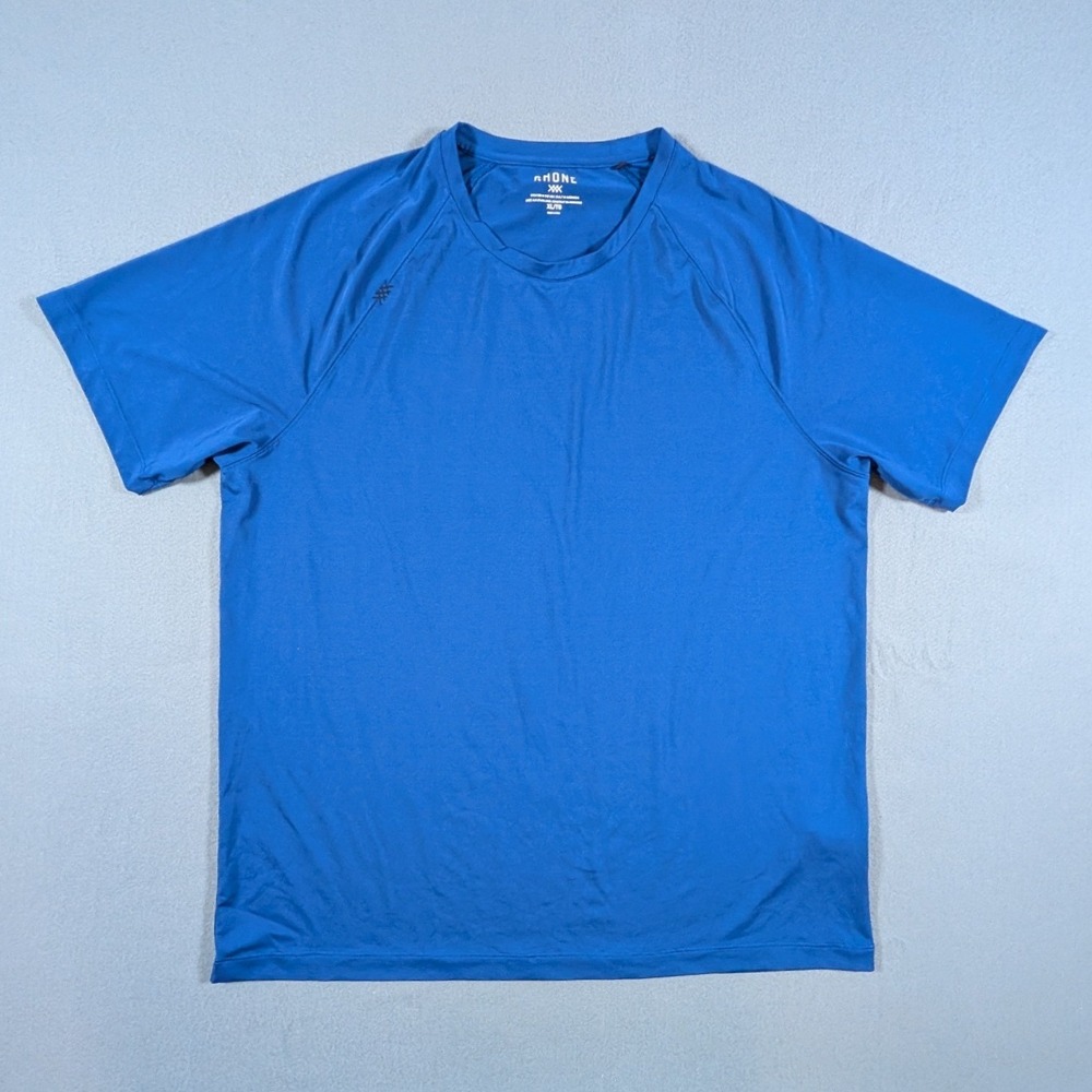 Rhone Reign Training Shirt Mens XL Blue Short Sleeve Raglan Activewear 100963